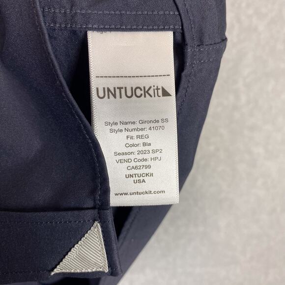 UNTUCKit Shirt Mens XXL Black Gironde Short Sleeve Nylon Button Up 2XL - Picture 7 of 7
